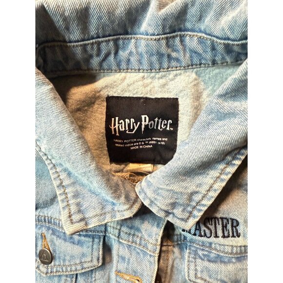 Harry Potter Master Of Death Denim Jacket Cropped Womens M Deathly Hallows Light - Picture 6 of 9
